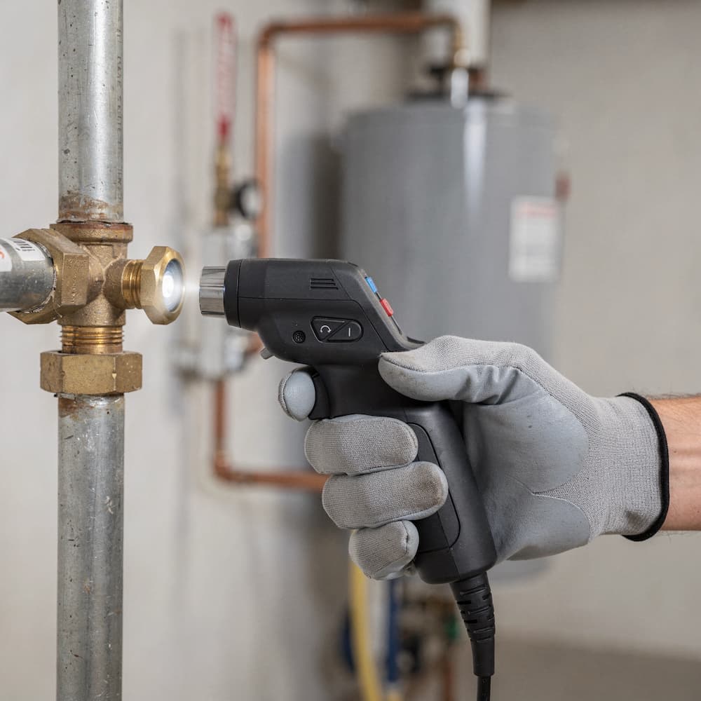 Gas leak testing during water heater replacement in Boston